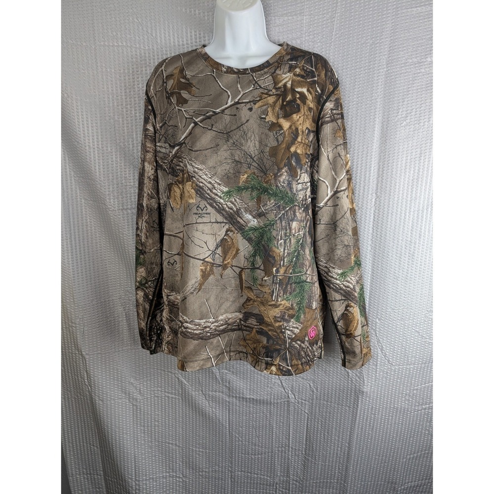 Game Winner Womens 2XL Realtree Xtra Camo Long Sleeve Shirt Hunting Pink Logo